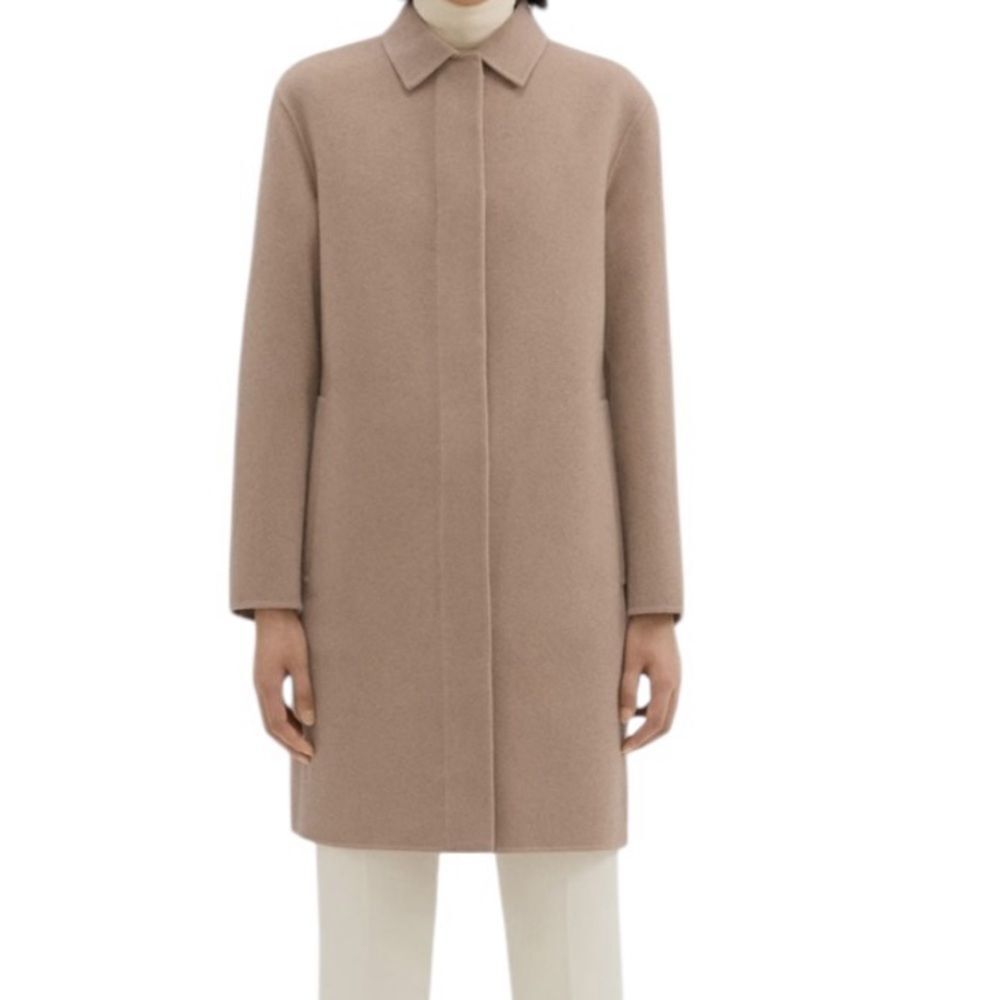 Theory Straight Car Coat in Double-Face Wool-Cashmere L
